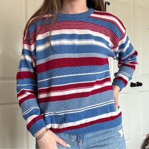 Talbots Striped Red and Blue Women's Sweater
